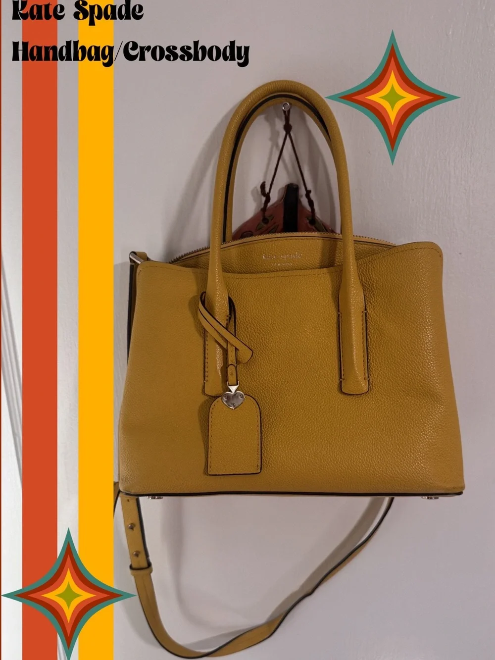 kate spade Mustard Yellow Pebbled Leather Satchel Crossbody